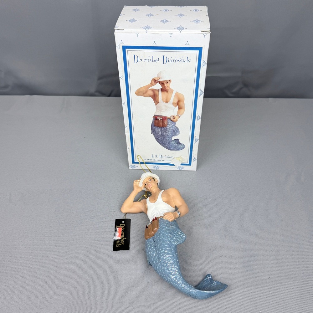 December Diamonds Jack Hammer Merman Ornament 2007 Construction Worker 55-90345